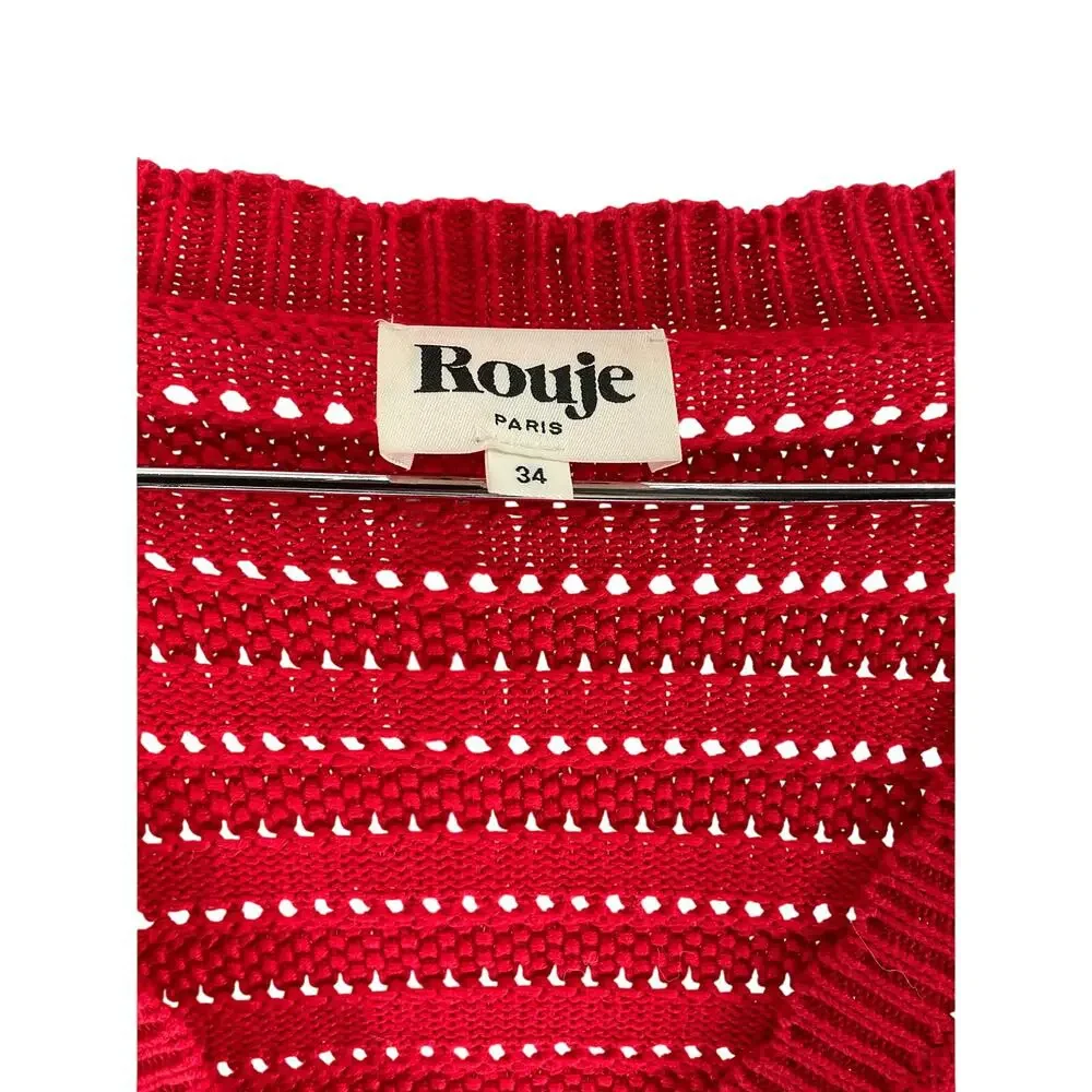 Rouje Scalloped Red Adelie Cardigan Size XS - Picture 4 of 5